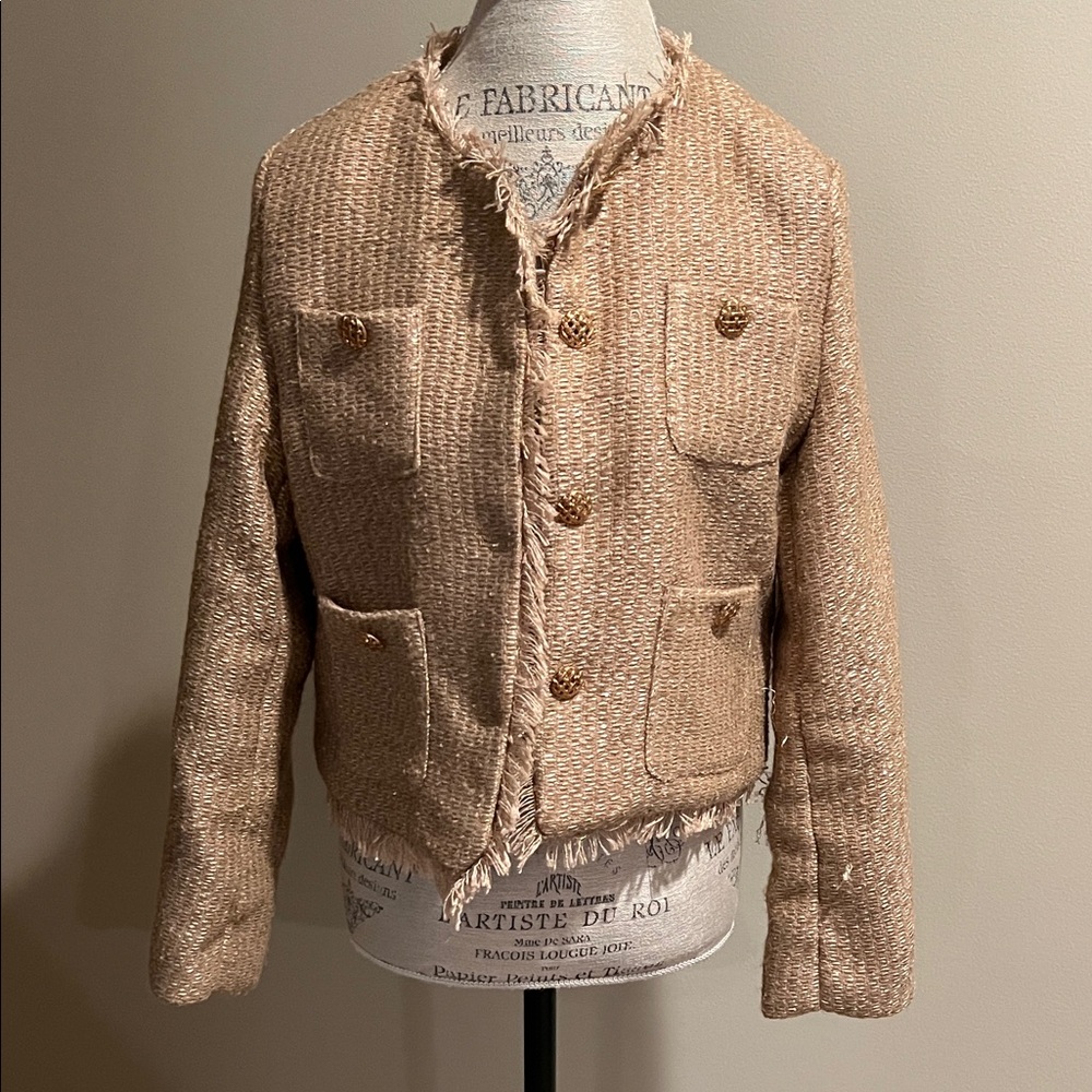 Gold Tweed Jacket with Gold Buttons